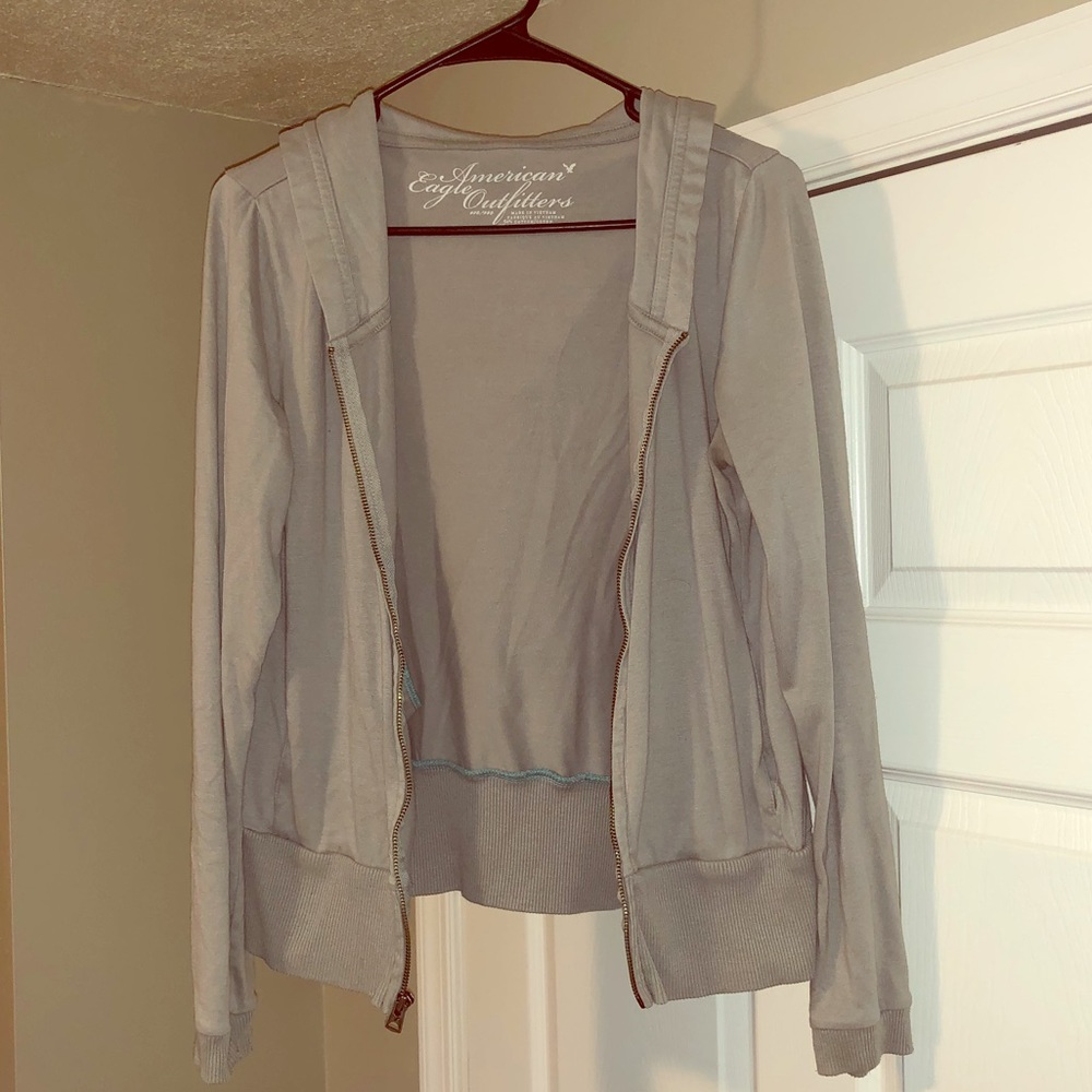 Gray American Eagle zip up hoodie